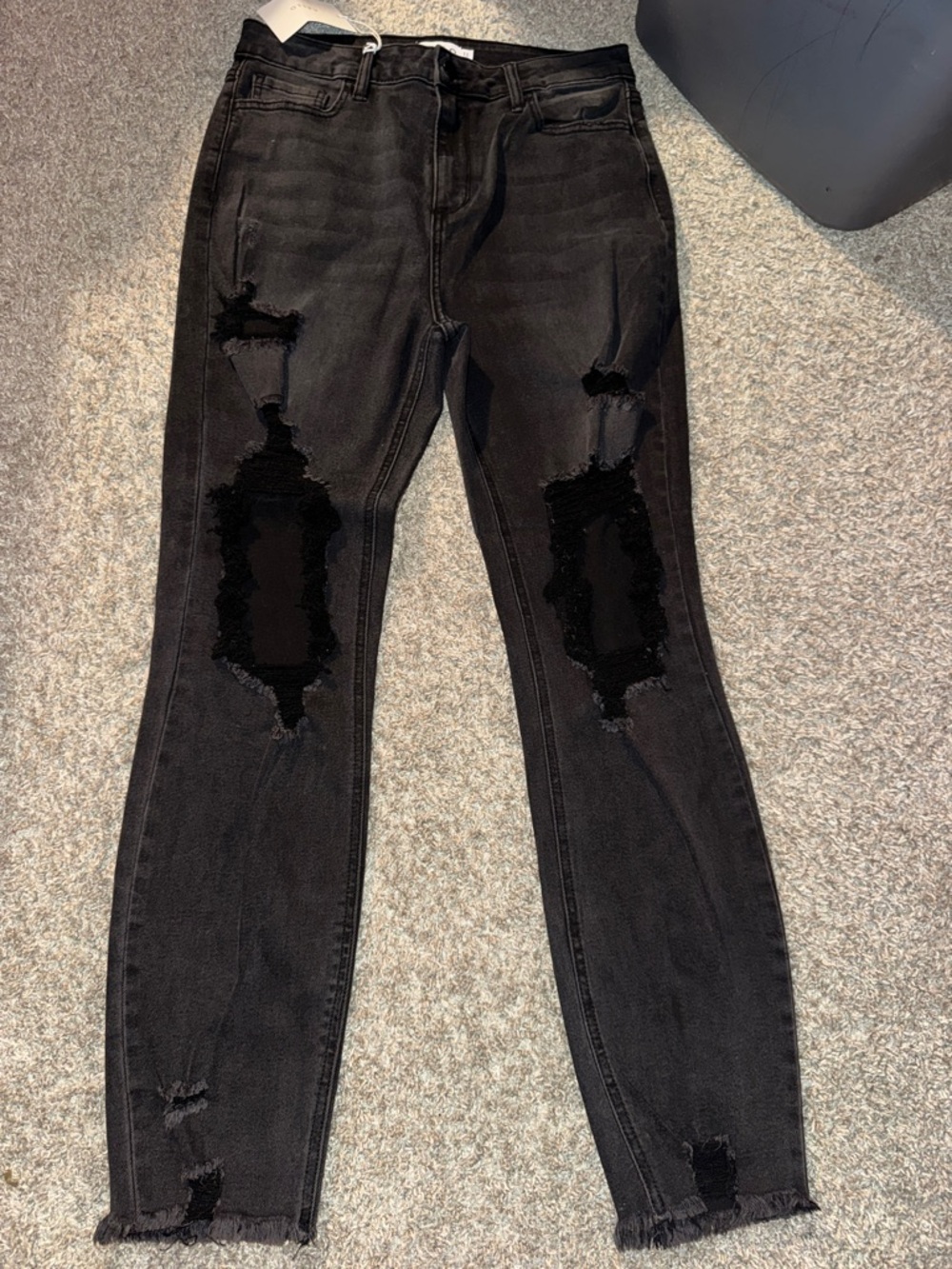 Cello Black Distressed High Rise Mom Skinny Jeans